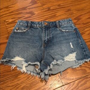 Zara Blue Distressed Jean Shorts High-Waisted